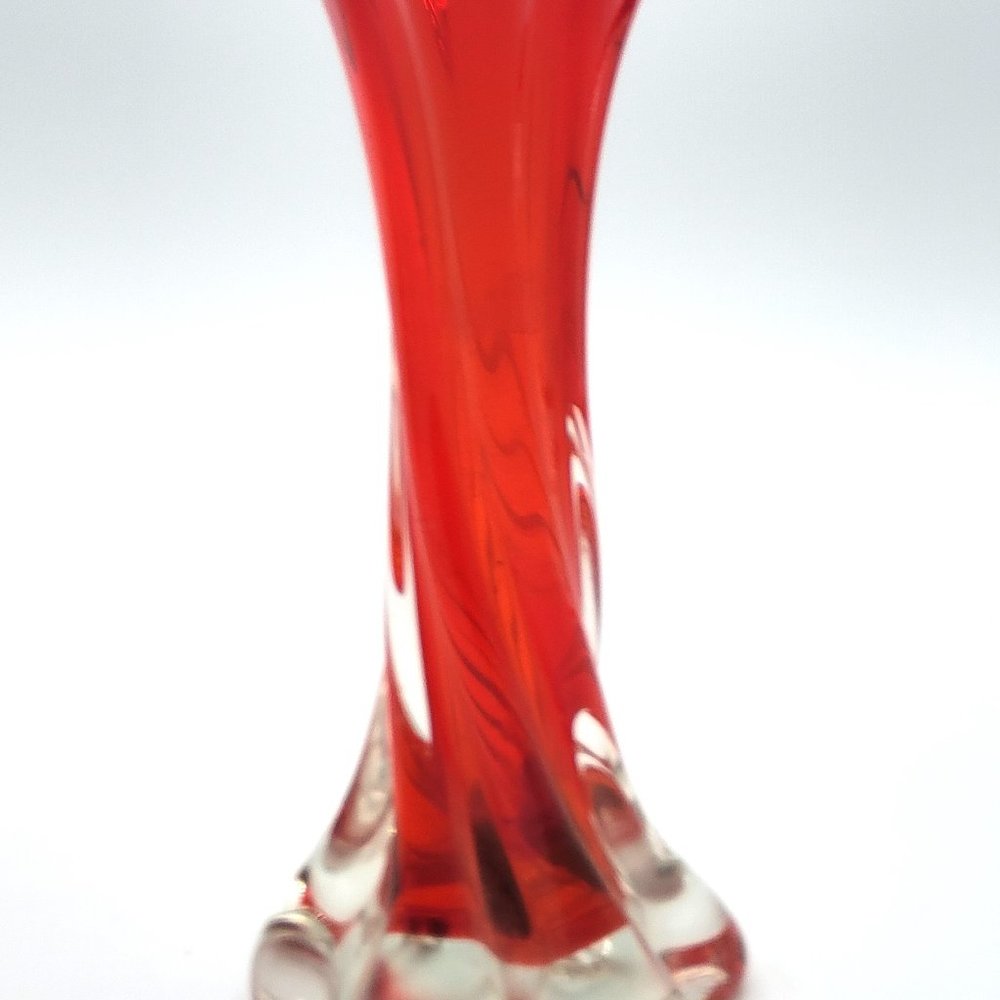 Ruby Red & Clear Hand-blown Vase